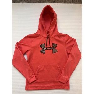 Under Armour Women's M Pink Hoodie Semi-Fitted Cold Gear Storm Camo Logo Plush